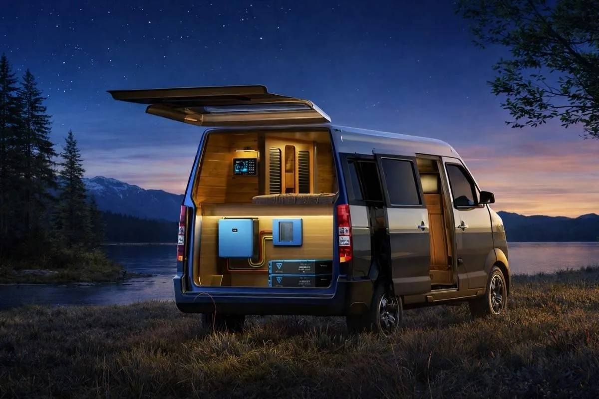 BLUETTI RV5 Power Hub instalado en una caravana