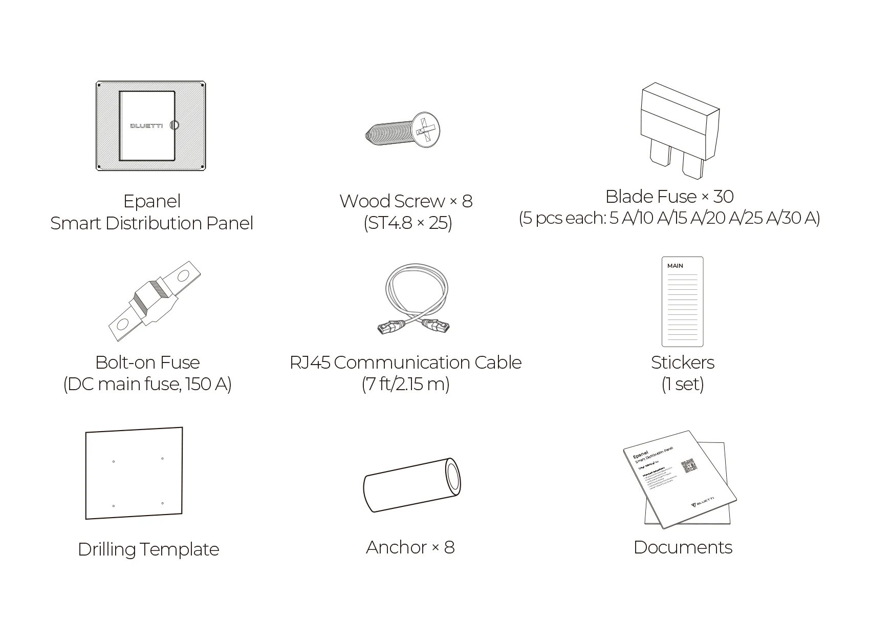 Contenido de la caja BLUETTI Epanel