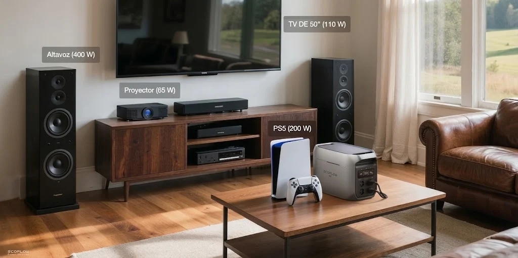 Electrodomésticos que puede alimentar en el salón la estación EcoFlow DELTA 3 Max Plus