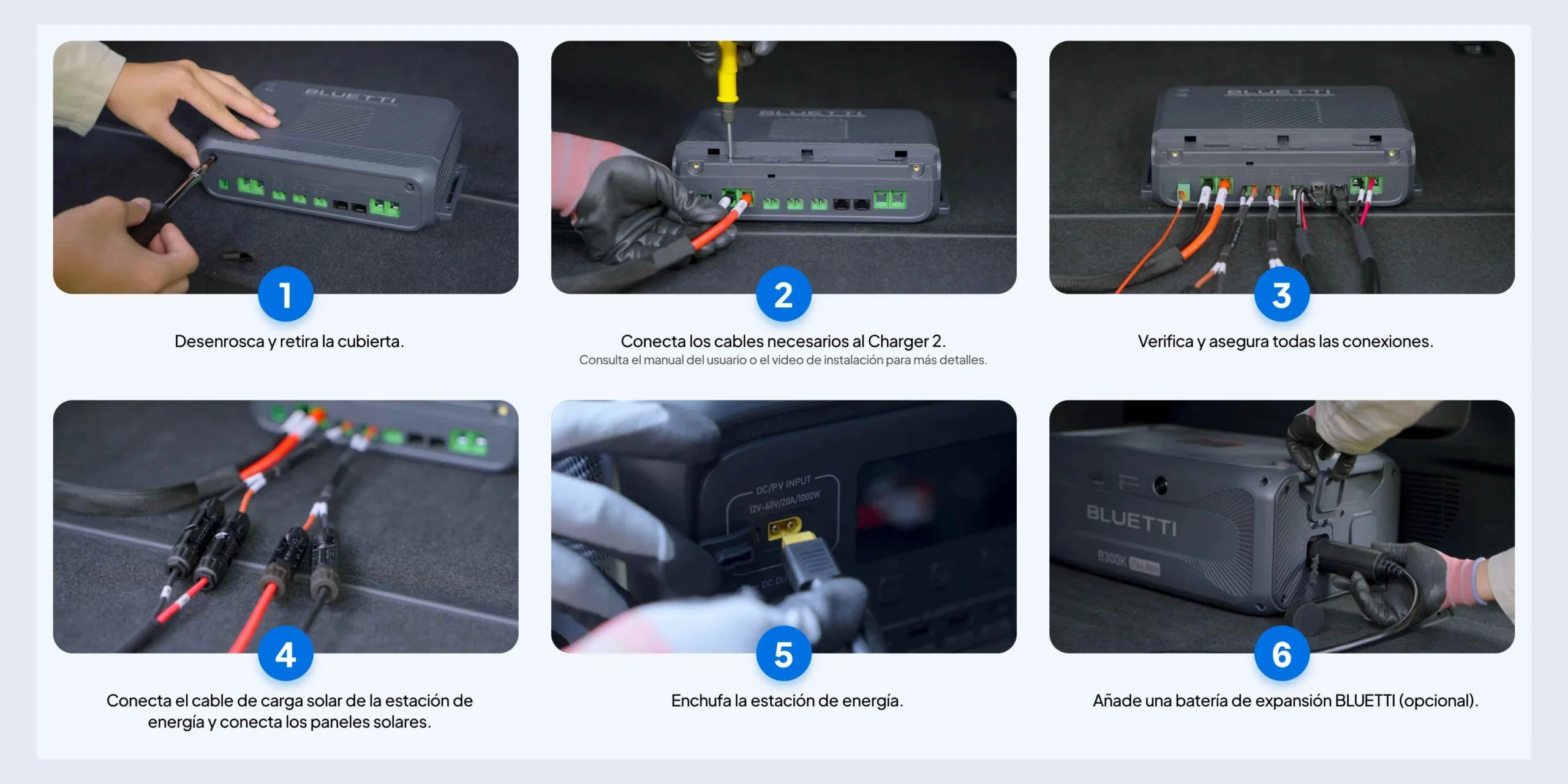 Paso 2: conectar el BLUETTI Charger 2 a la estación de energía