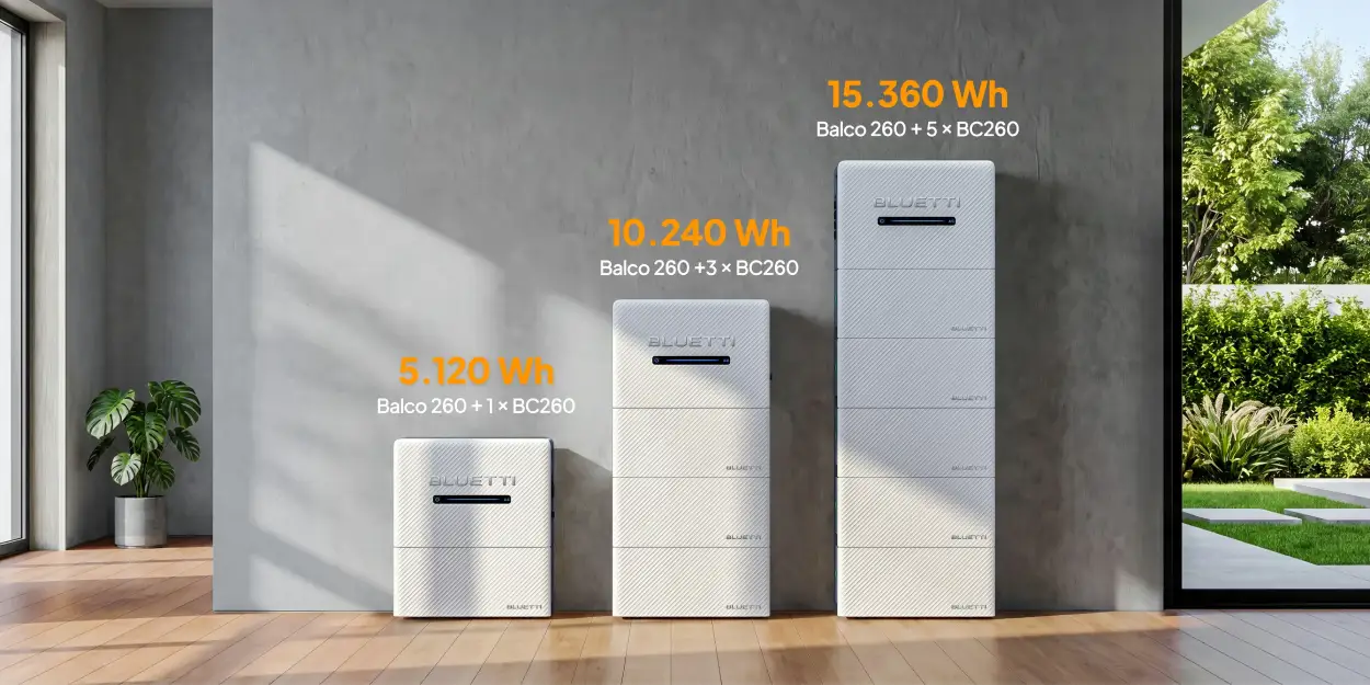 Sistema Balco 260 ampliado con baterías BC260 hasta 15,36 kWh de capacidad