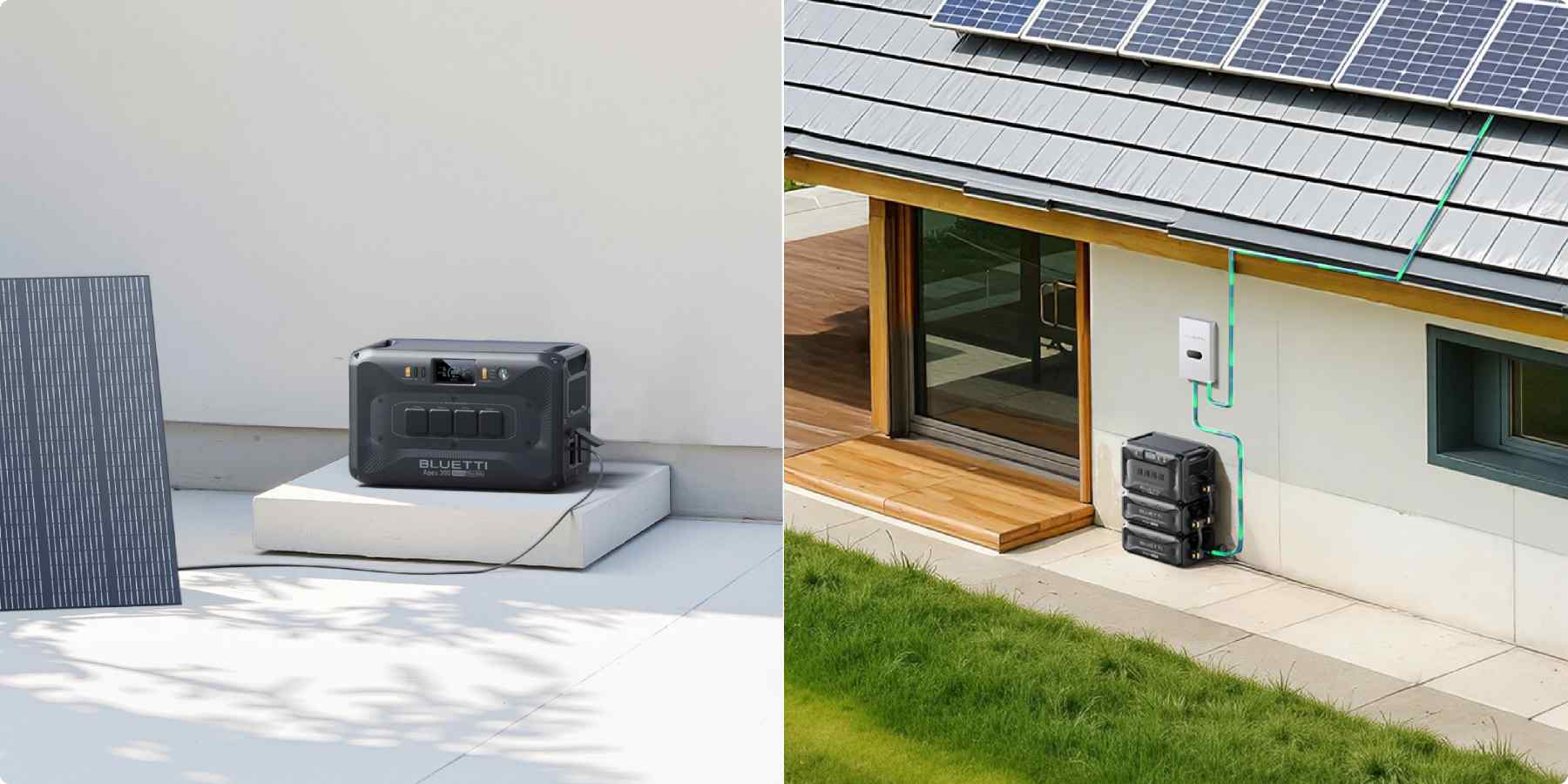 Bluetti Apex 300 con carga solar mediante paneles fotovoltaicos