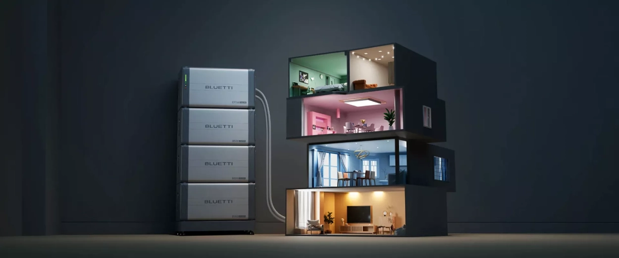 Pack Bluetti EP760 + 4 x B500 instalado en una vivienda con paneles solares en el tejado