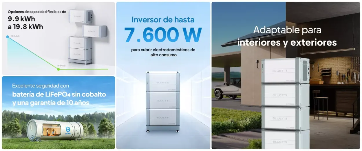 Pack Bluetti EP760 + 4 x B500: inversor de 7.600 W con 4 baterías de 4.960 Wh, 19.840 Wh en total